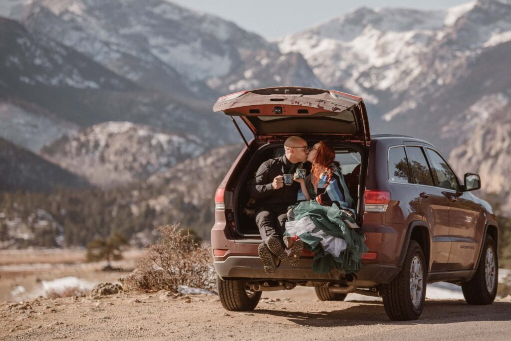 Cozy couple in Rocky Mountain National Park