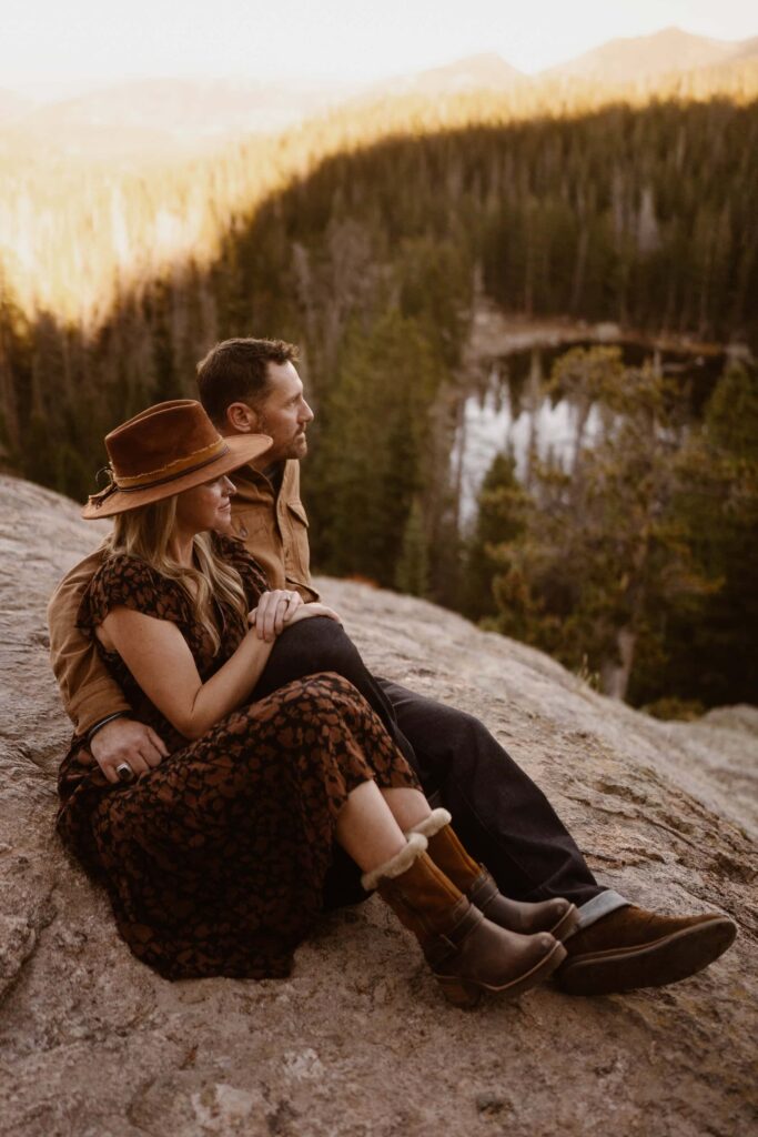 Couple portraits at Dream Lake in Estes Park