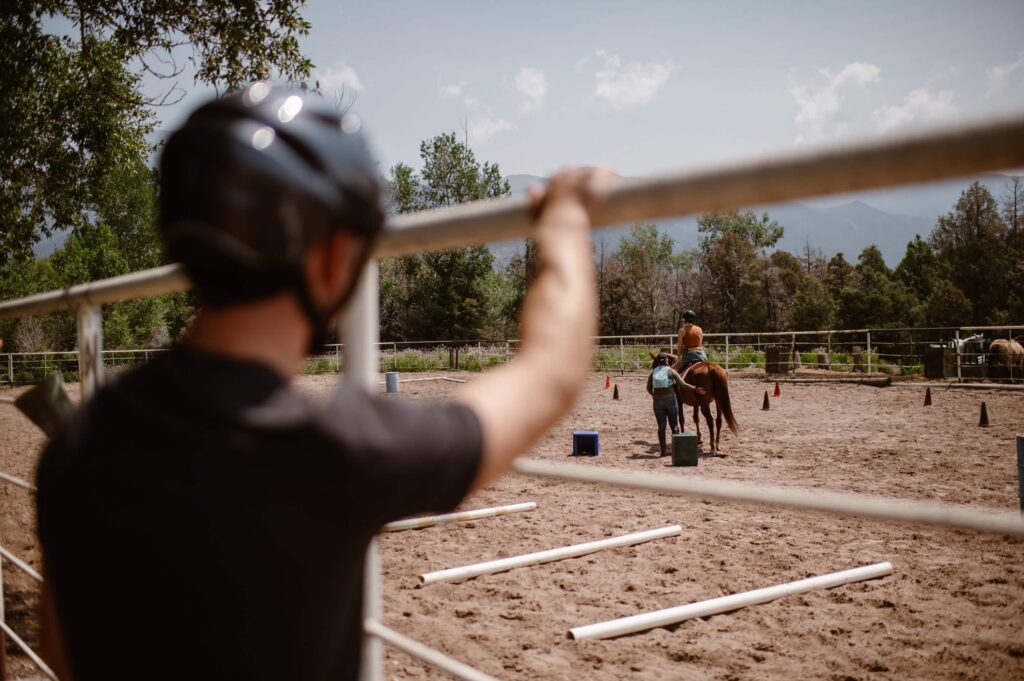 Horseback riding session in the mountains