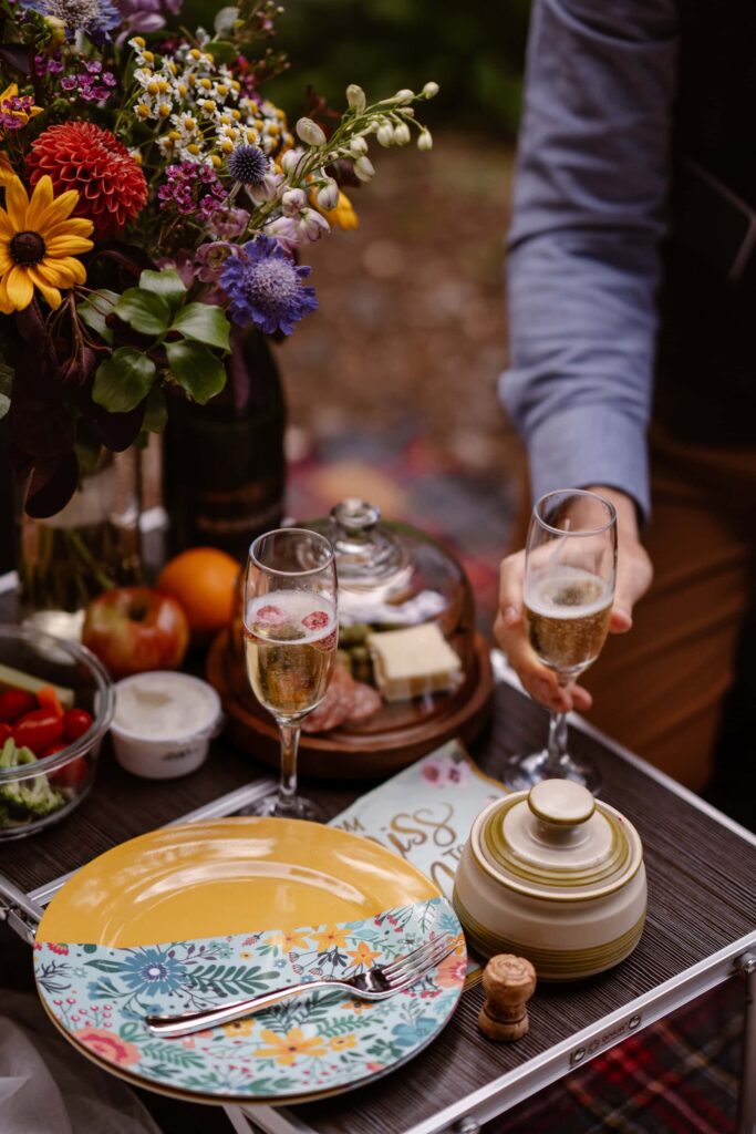 vintage inspired forest wedding picnic