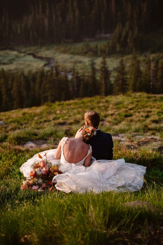 Couple enjoying the view on their elopement day