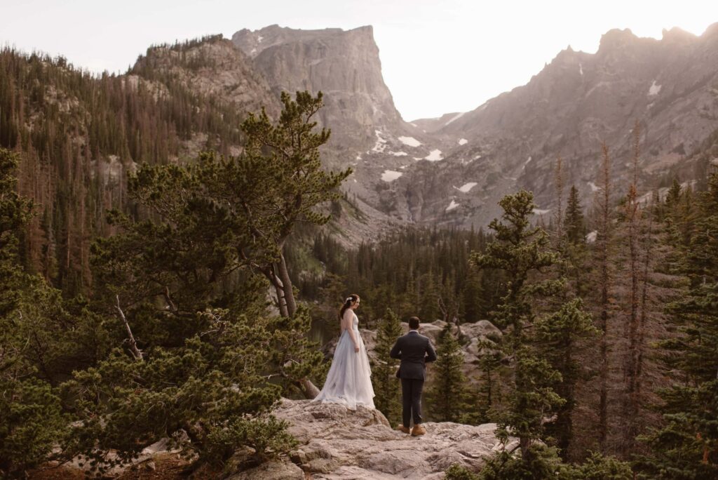 Sunset lighting at Dream Lake in RMNP