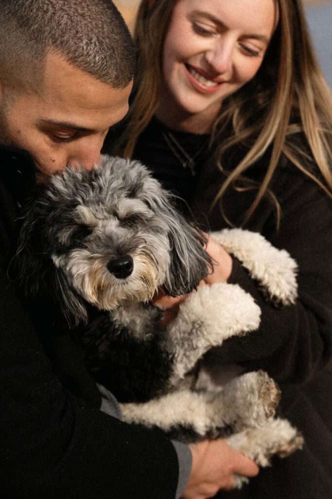 Couples photos with dogs in Estes Park