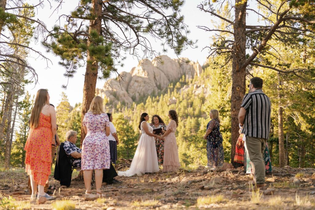 August wedding ceremony at Lily Lake Southside Picnic Area