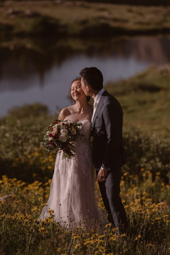 Bride and groom on Loveland Pass