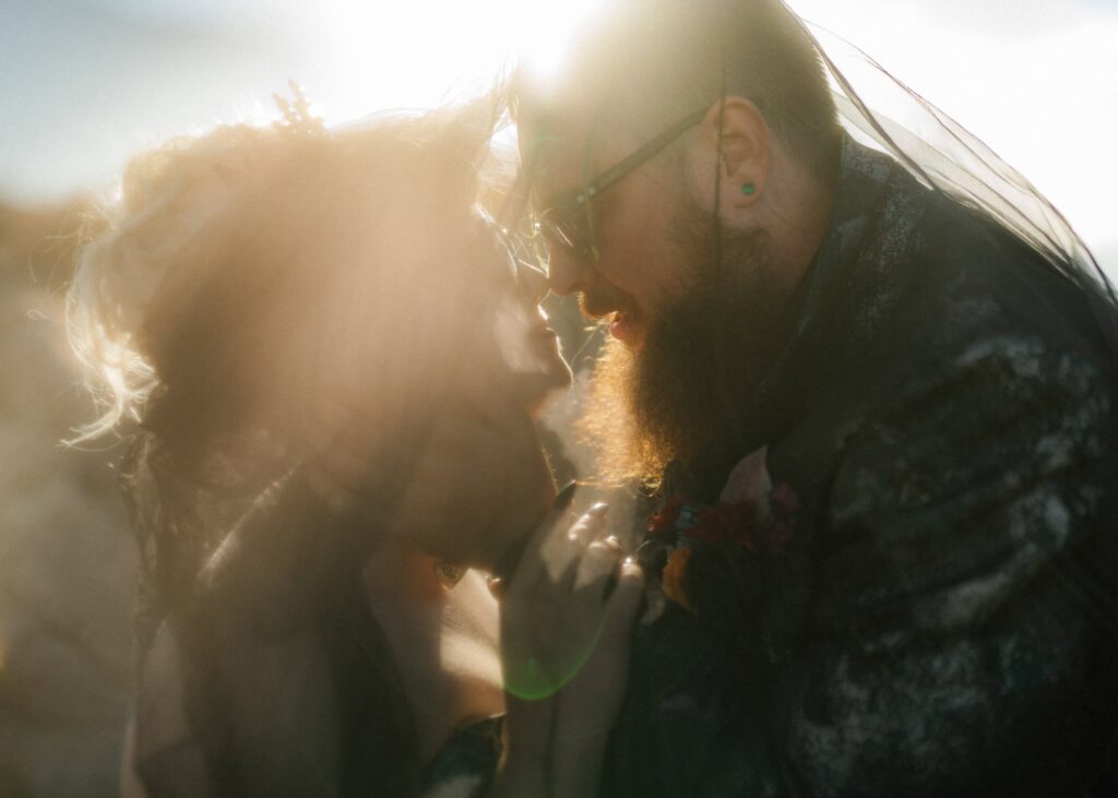 Punk rock bride and groom portraits