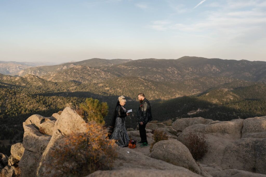 Elopement ceremony on a mountain top