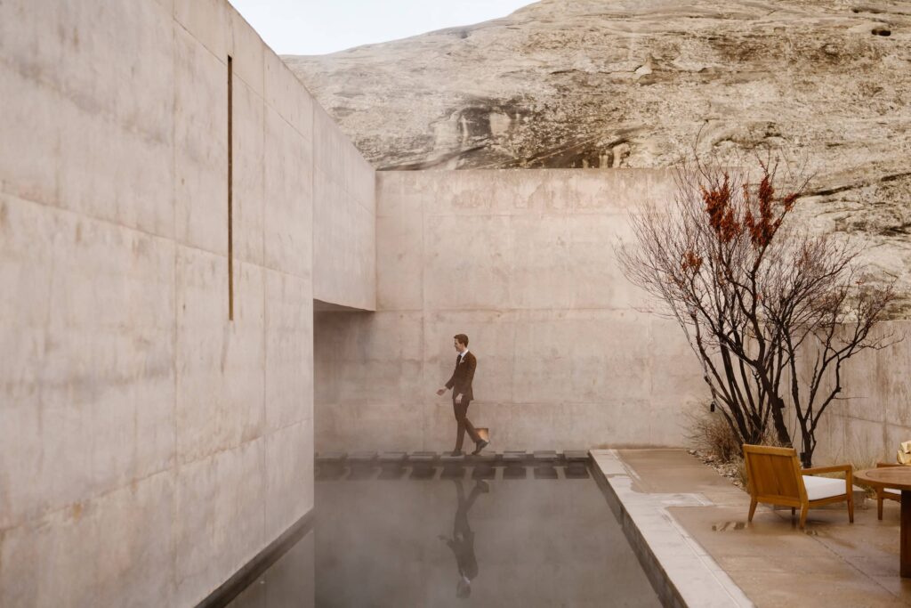 Groom at Amangiri poolside