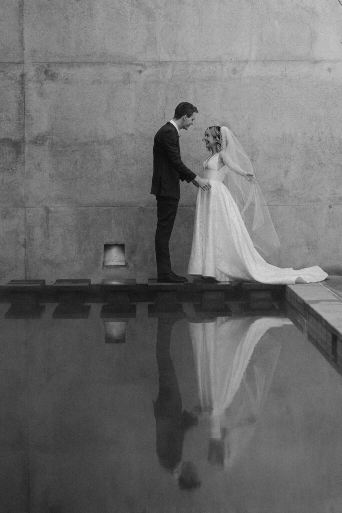 Black and white romantic first look