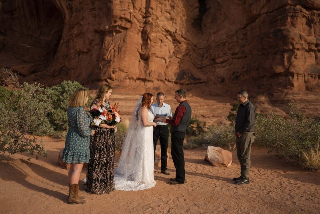 Sandy wedding ceremony spot at Double Arch