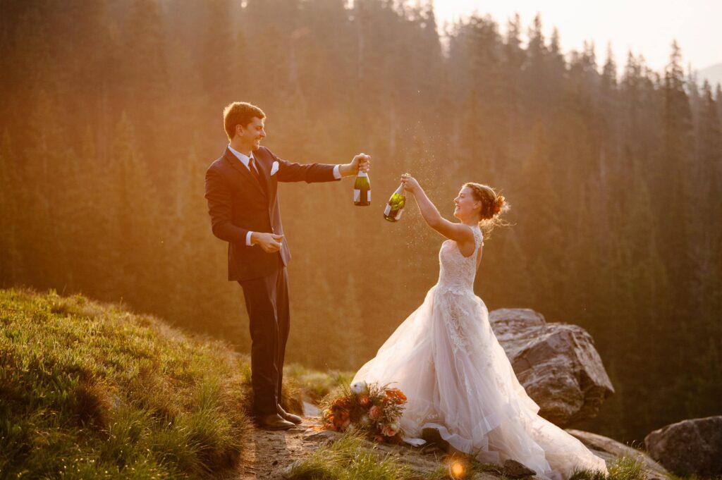 Champagne toast during elopement ceremony