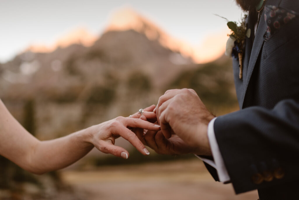 Elopement ceremony ring exchange