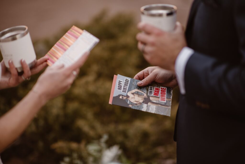 reading old cards on your wedding day