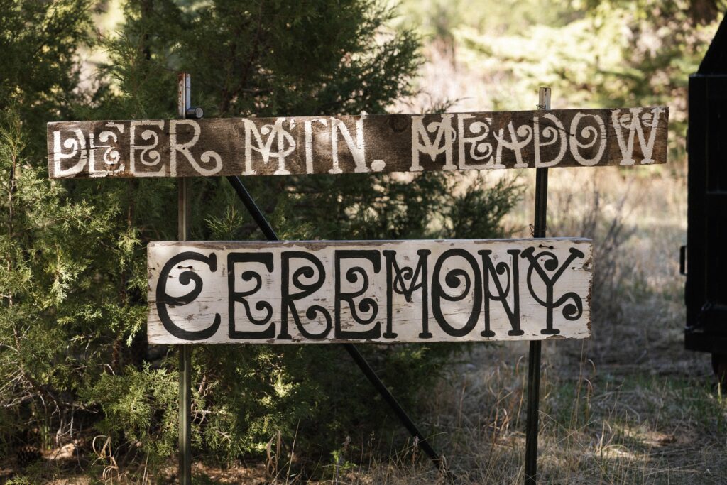 Deer Mountain Meadow ceremony sign