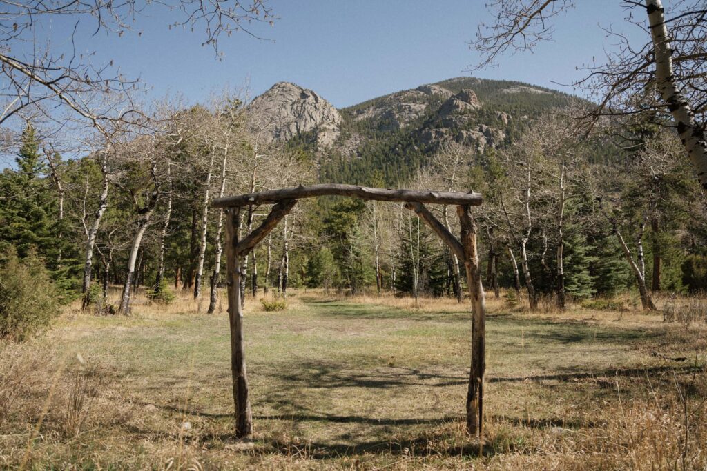 Arch located in the aspen grove ceremony site at O'Connor Pavilion