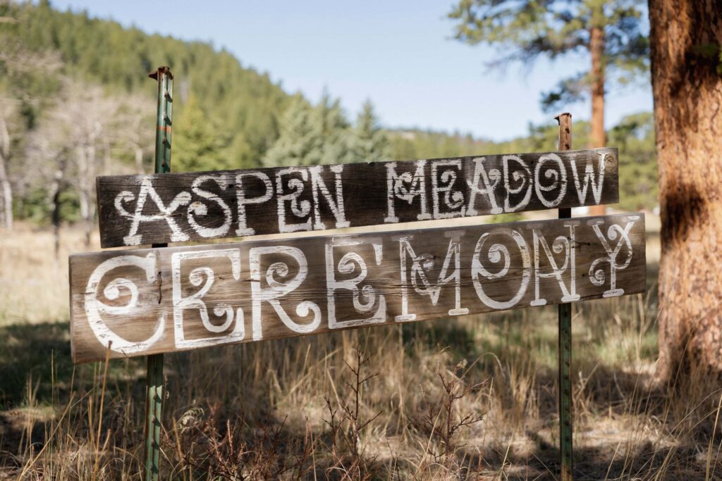Aspen Meadow ceremony sign