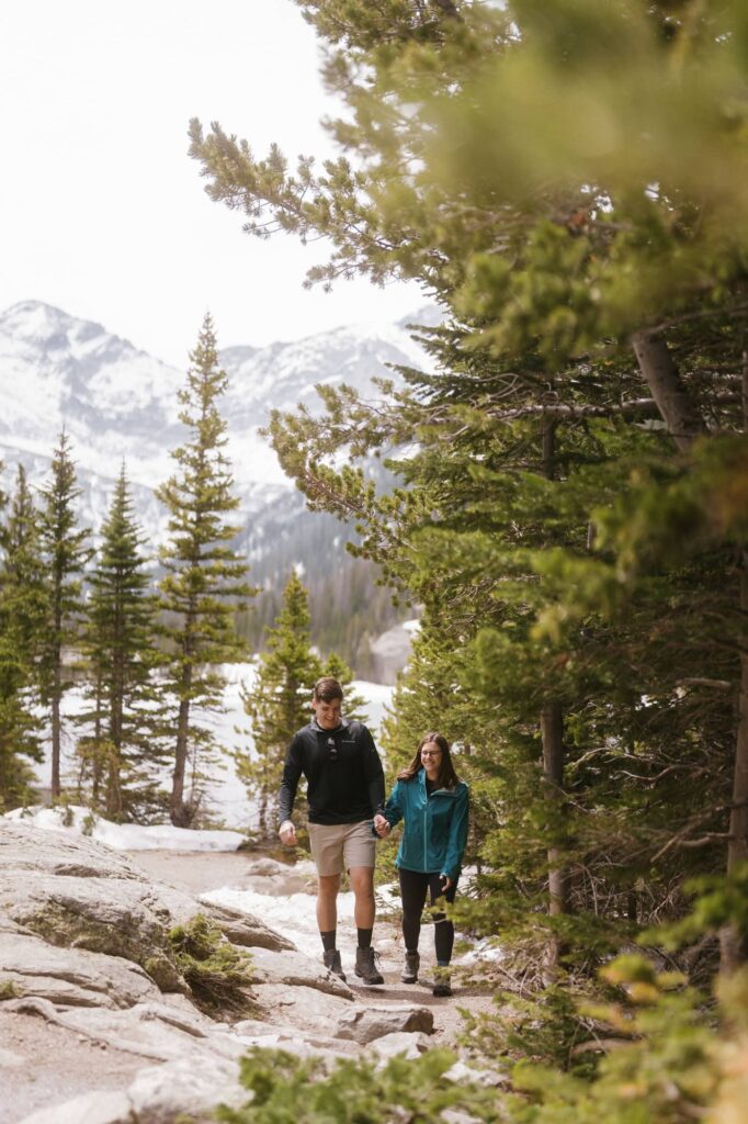 Couple hiking at Mills Lake