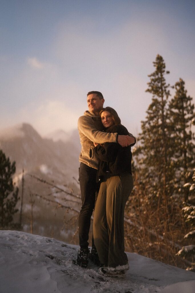 Sunrise engagement photos in Estes Park, CO
