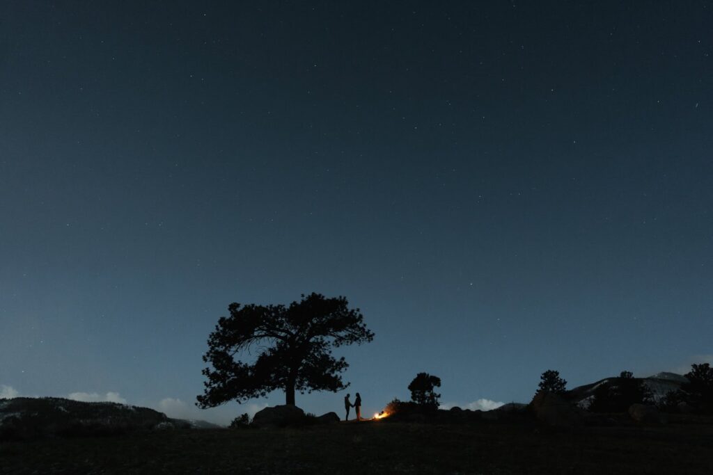 Couples photos under a starry night sky