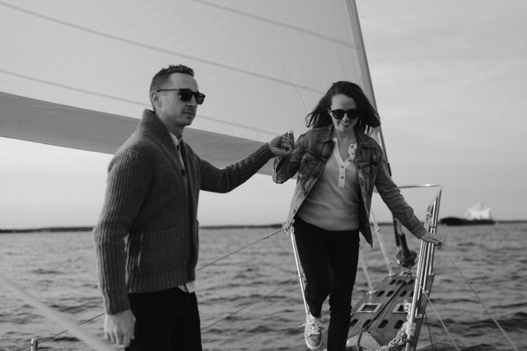 Timeless couples photos on a sailboat tour
