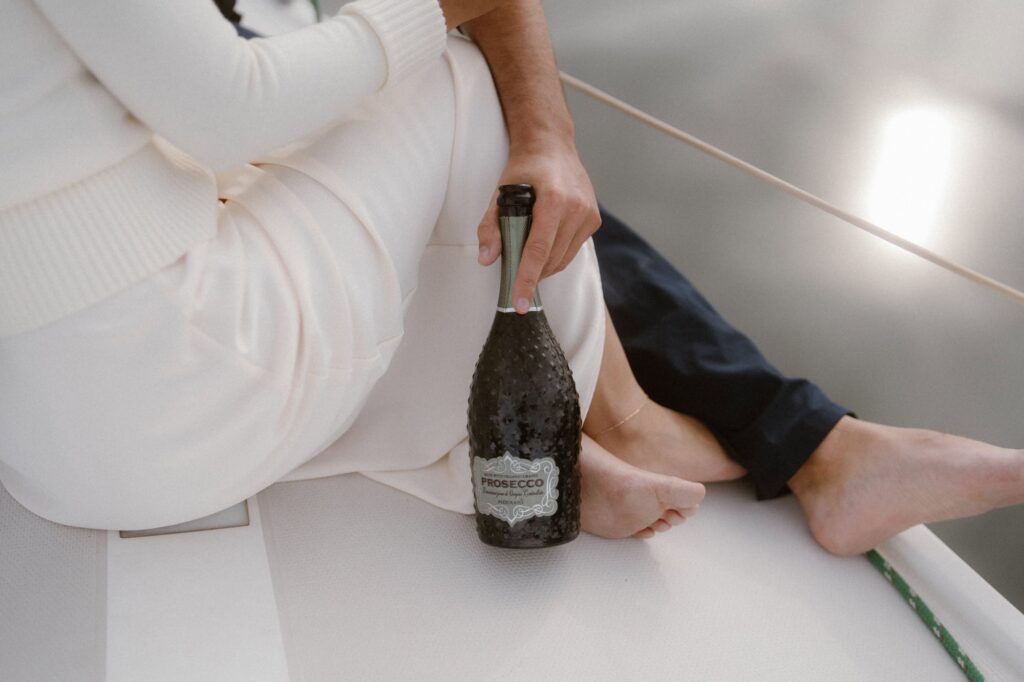 Prosecco on a sailboat