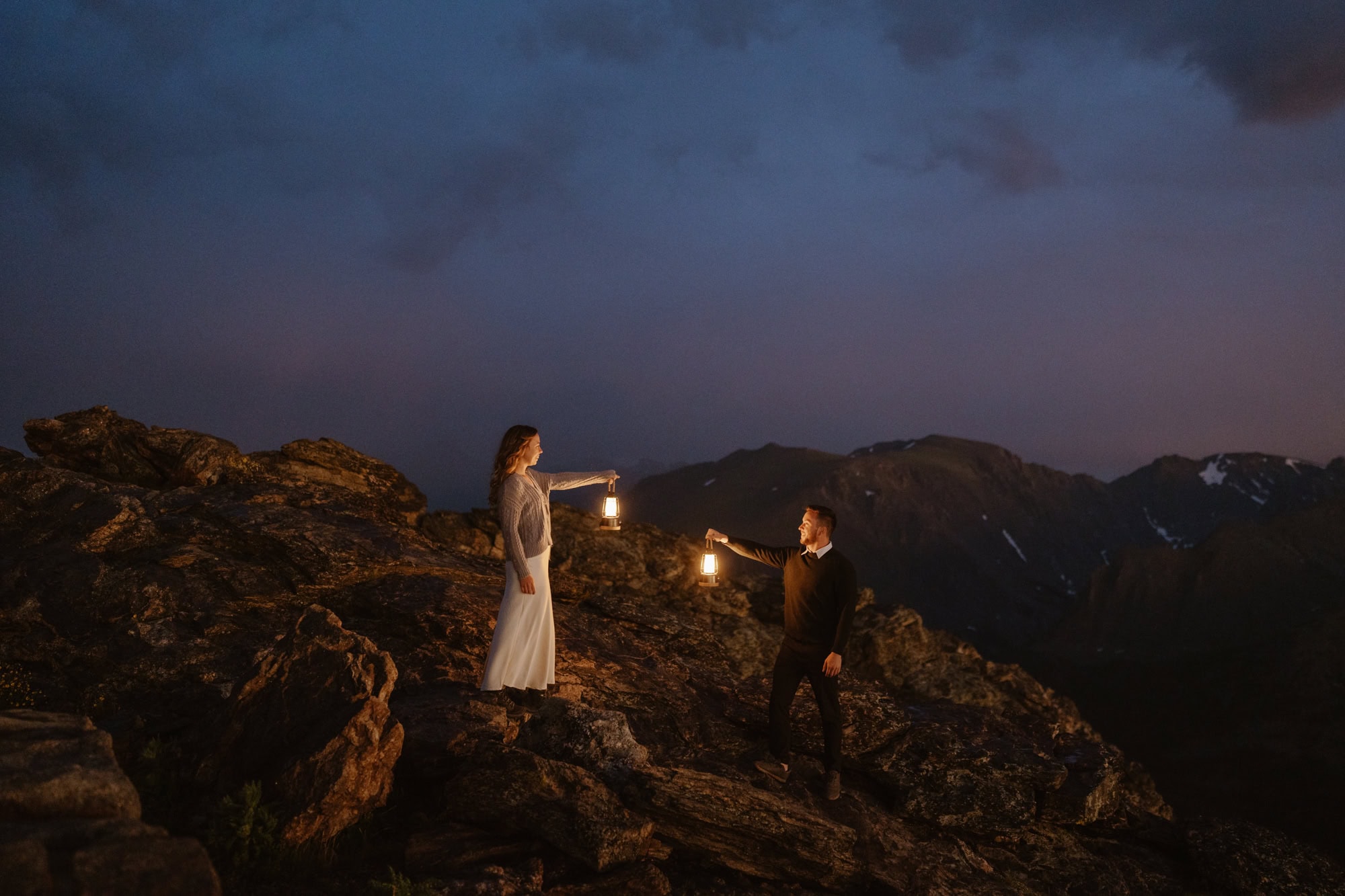 Night engagement photos
