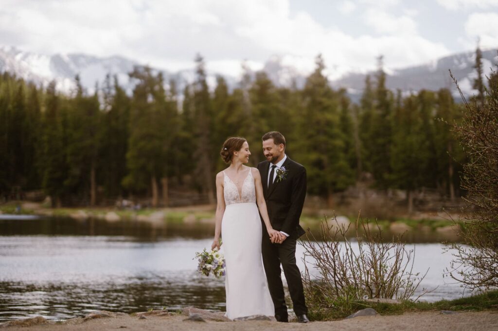 Bride and groom portraits at Echo Lake