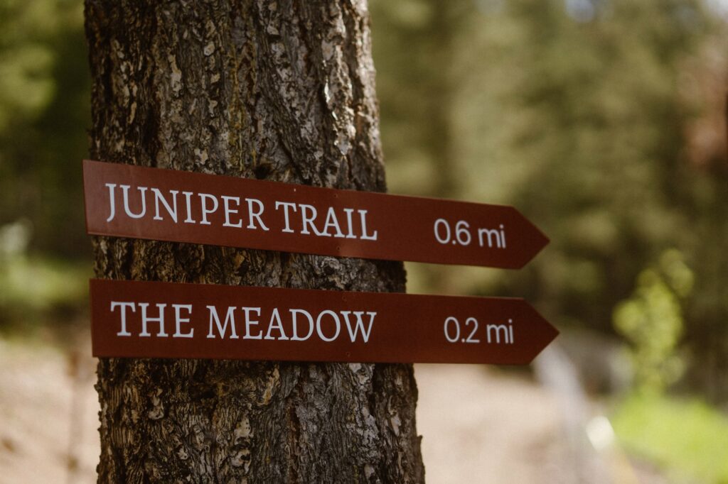 Trail signs to ceremony site