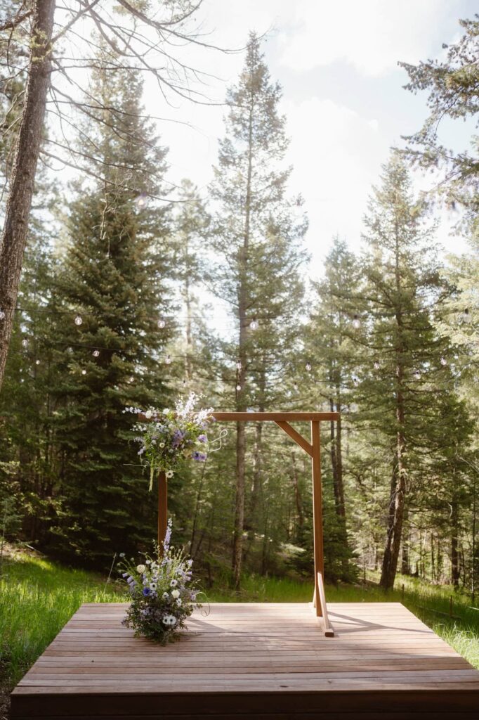 Wedding arch for a wooded wedding ceremony