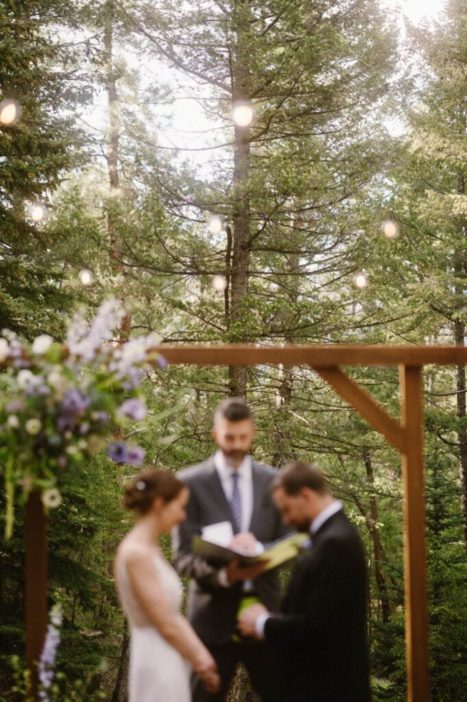 Romantic wedding ceremony in the forest
