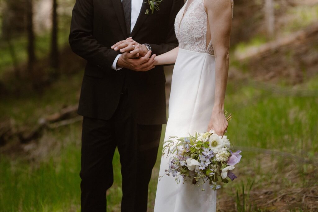 Bride and groom photos at Colorado micro wedding