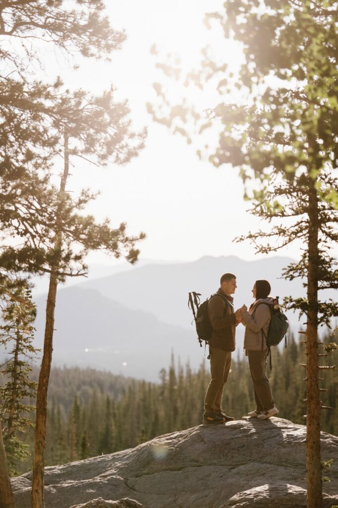 Hiking proposal photos in Rocky Mountain National Park