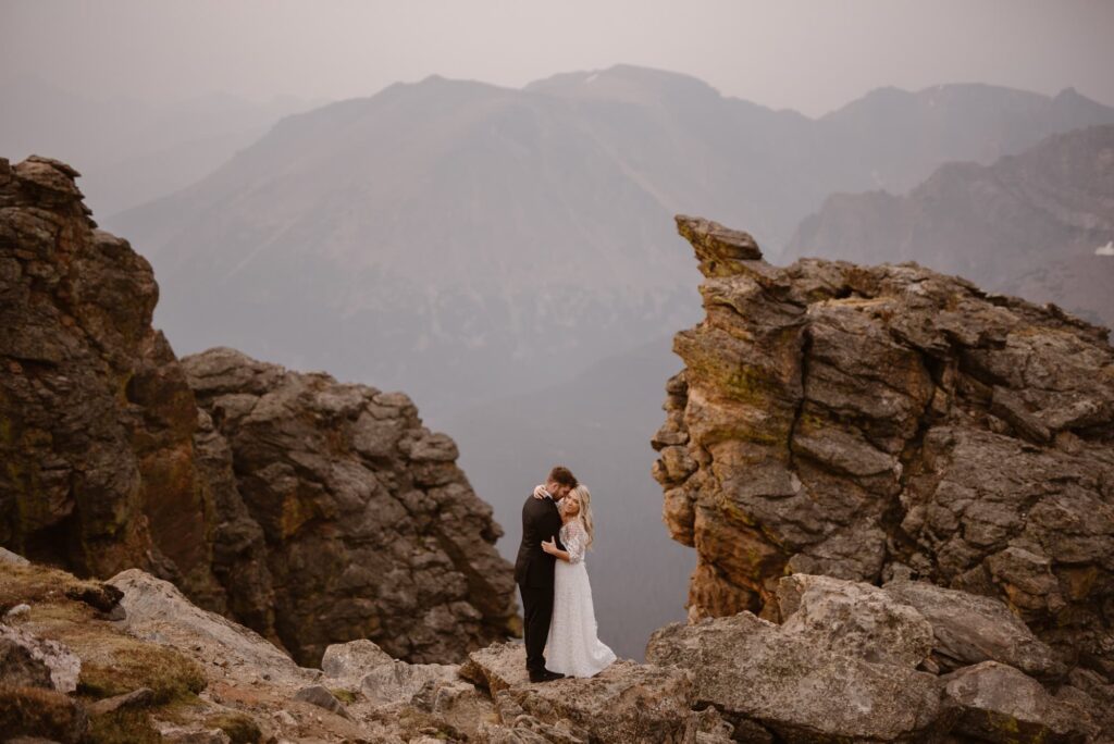 Bride and groom on Trail Ridge Road