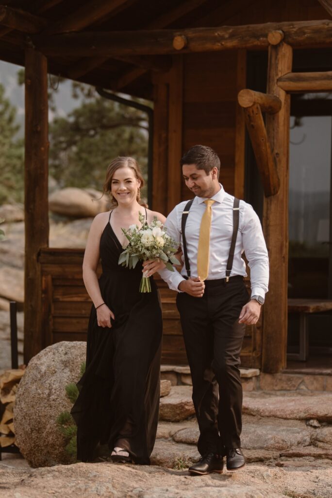 Outdoor wedding ceremony at Aspen Falls in Estes Park