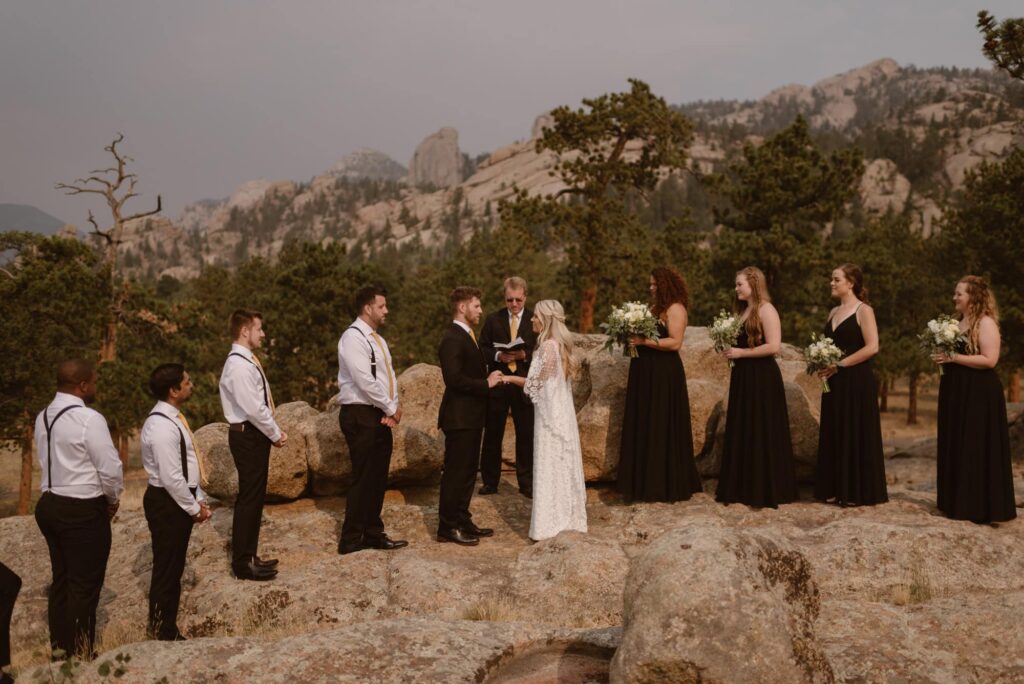 Backyard wedding at Airbnb in Estes Park