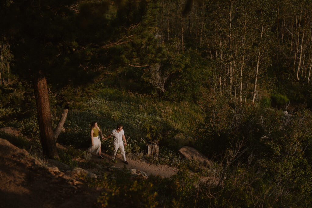Hiking engagement photos in Rocky Mountain National Park