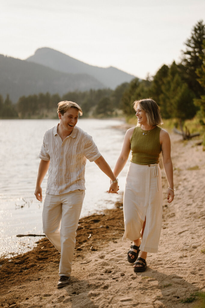 Sunset engagement photos at Lily Lake