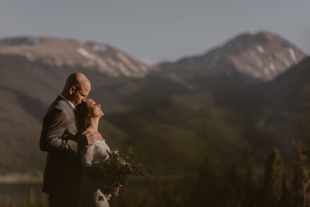 Romantic wedding photos at Twin Lakes in Colorado