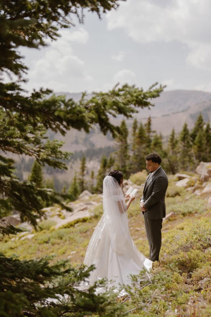 Elopement ceremony on the side of a mountain