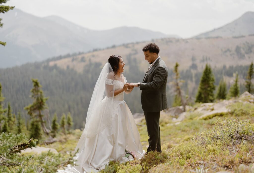 Grand Lake, Colorado elopement ceremony with mountain views