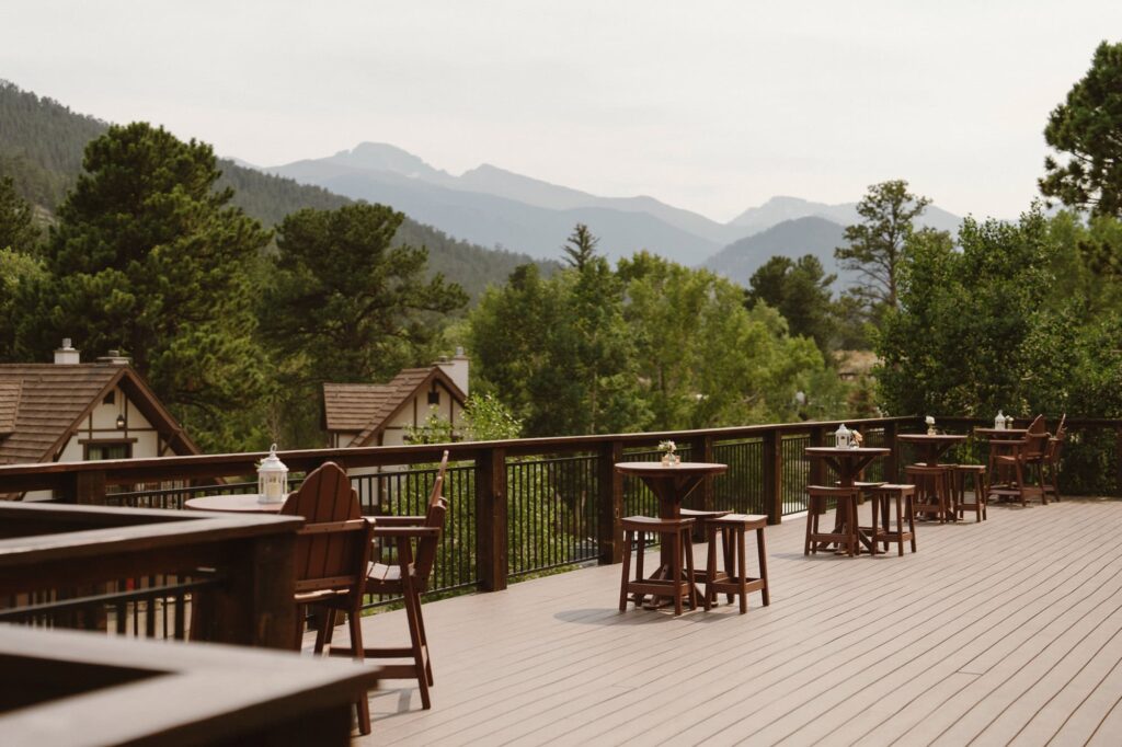 Cocktail hour setup at The Landing at Estes Park