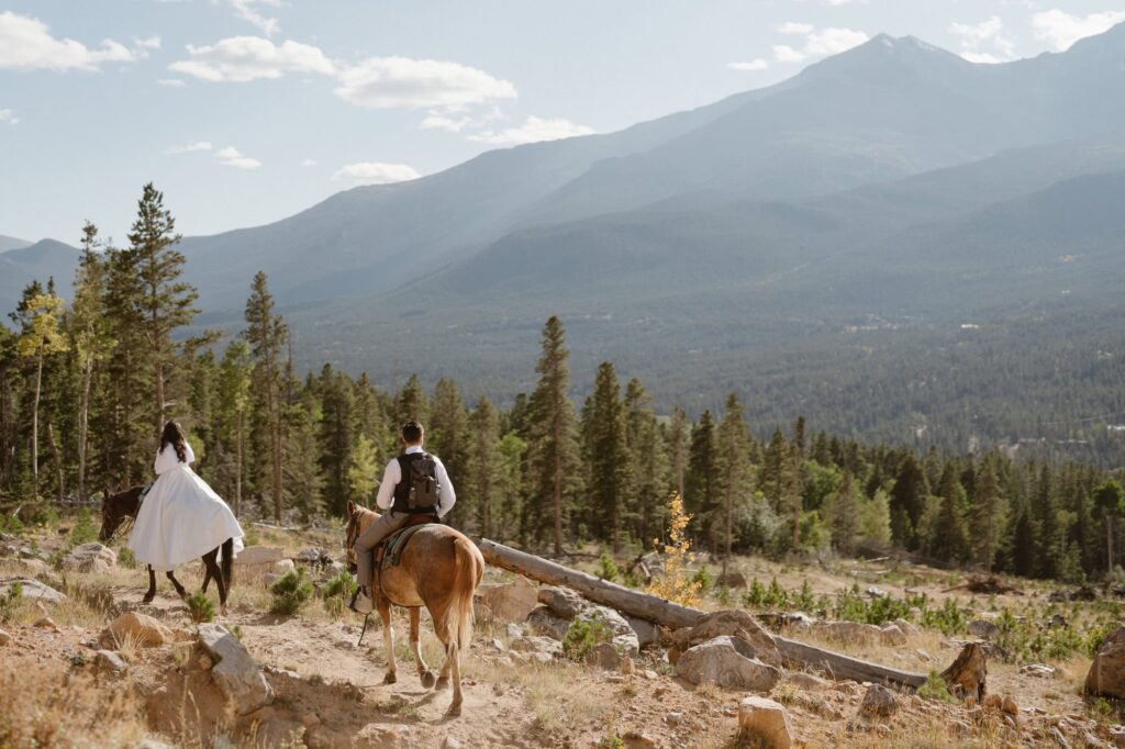 Horseback wedding in Colorado mountains