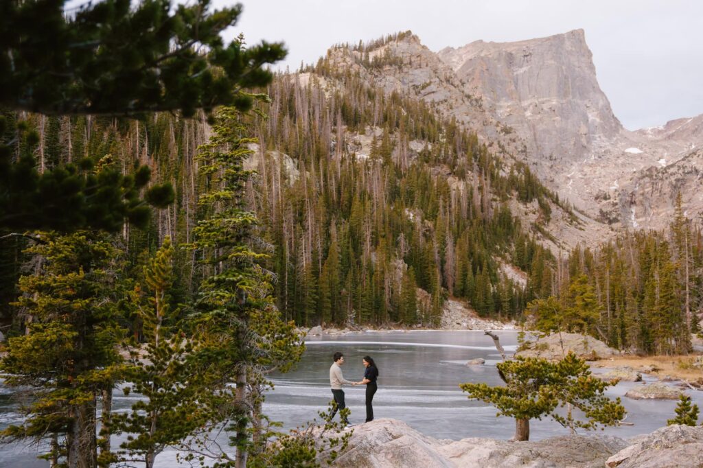 Surprise proposal at Dream Lake in November