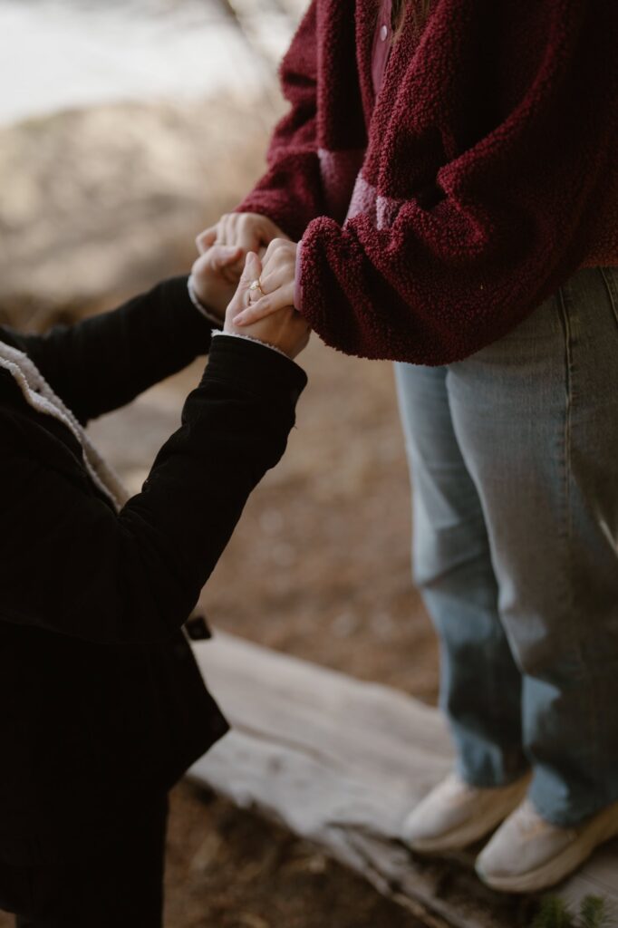 Couples engagement photo pose
