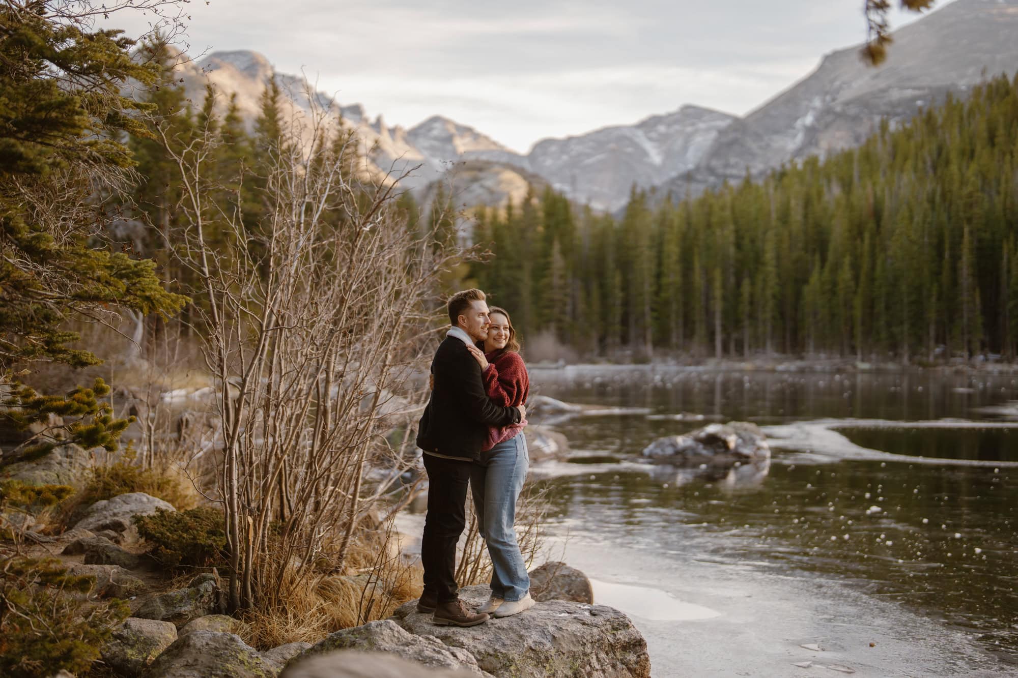 Bear Lake surprise engagement photos in Rocky Mountain National Park