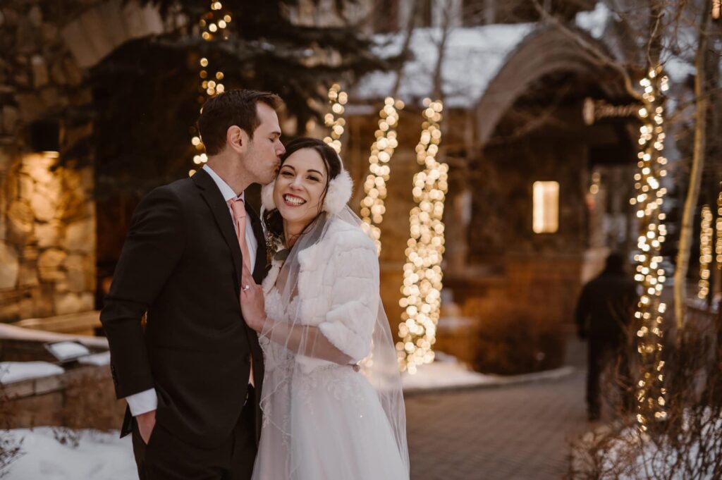 Winter wedding portraits in Vail, Colorado