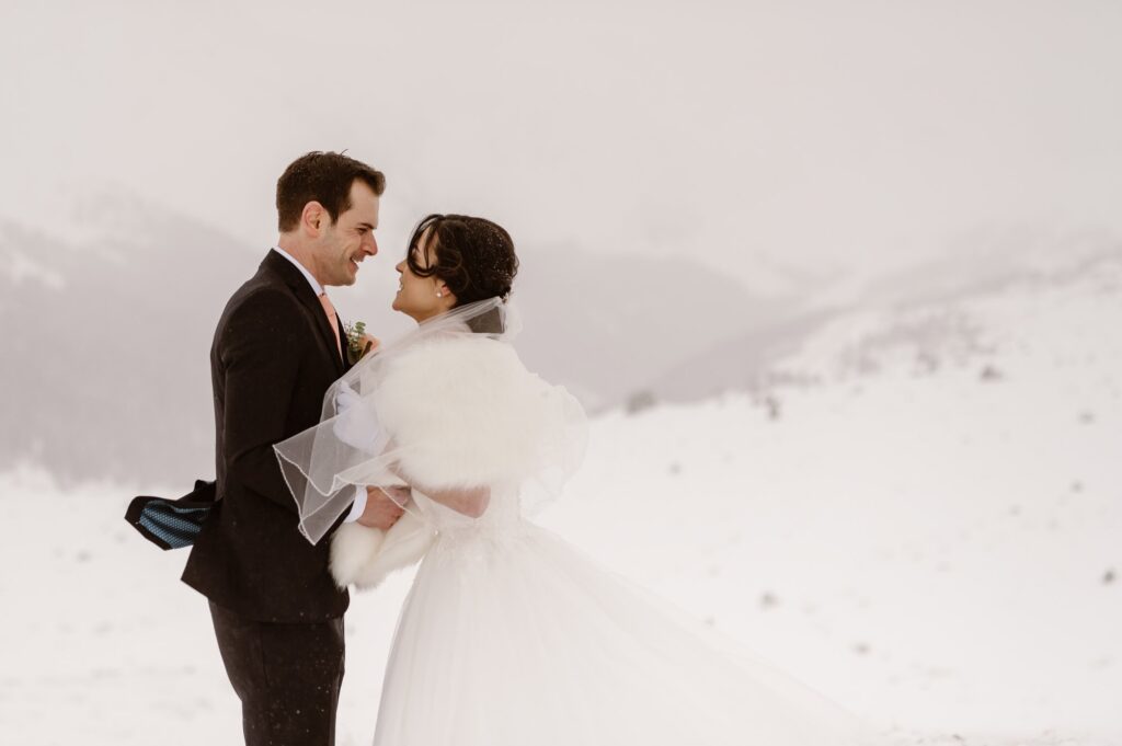 Winter wedding photos on Loveland Pass