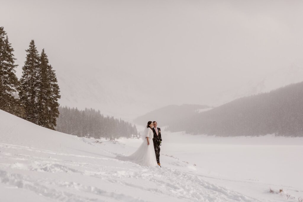 Winter wedding photos at Clinton Gulch