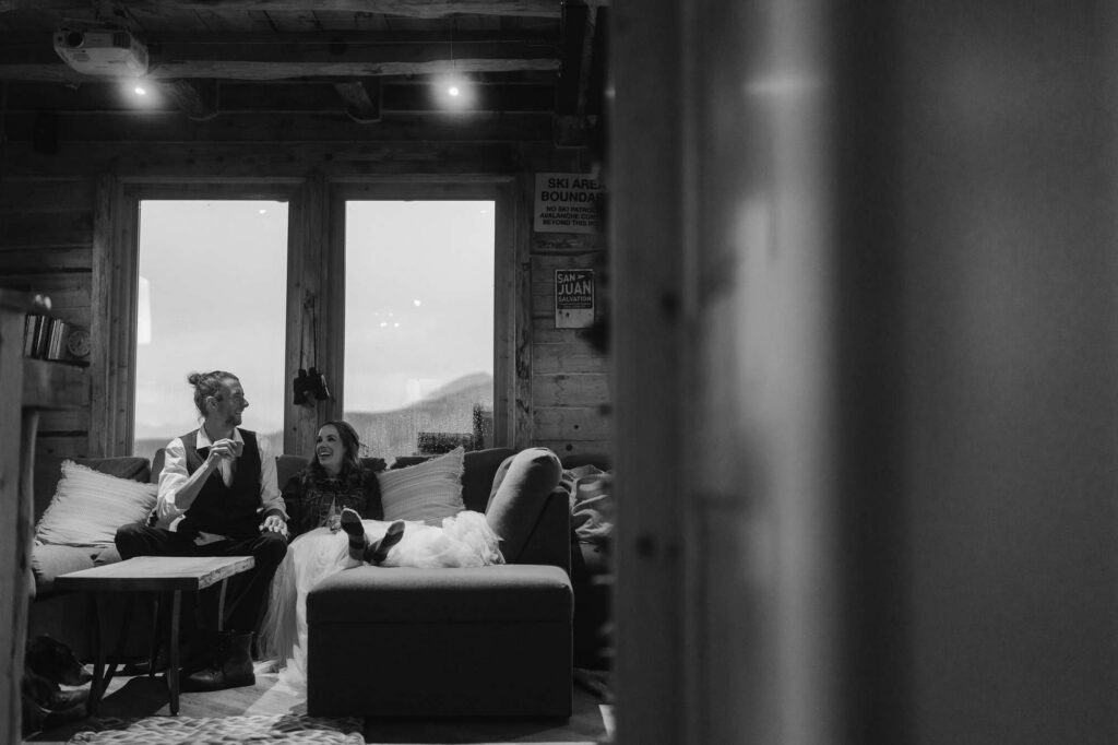 Cozy Colorado cabin wedding photos