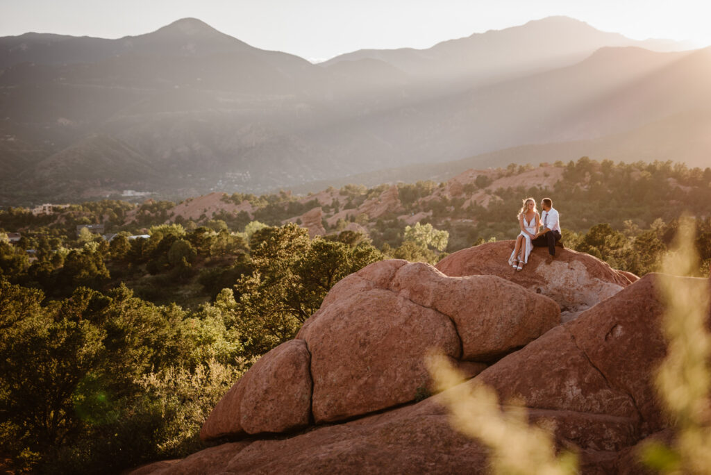 Garden of the Gods elopement portraits at sunrise